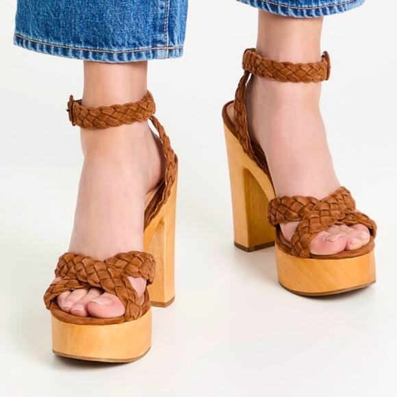Veronica Beard Shoes - VERONICA BEARD Gael Braided Ankle Strap Sandal Platform Heels New in Box 10 Wood